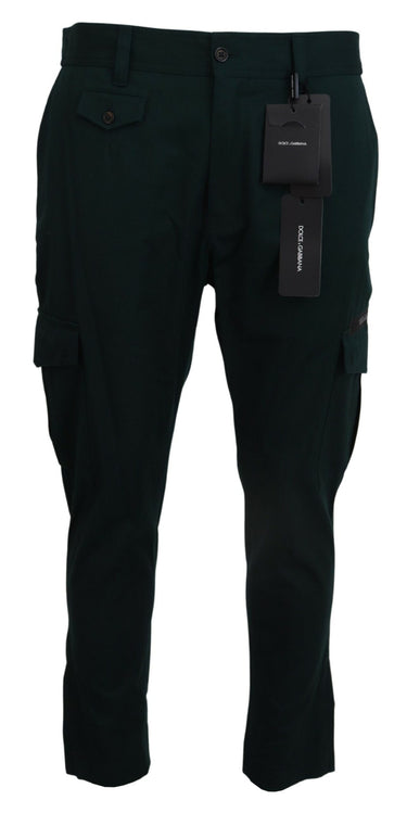 Elegant Green Slim Fit Cargo Jeans